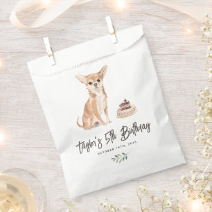 Watercolor Chihuahua Dog Birthday Thank You Favour Bags