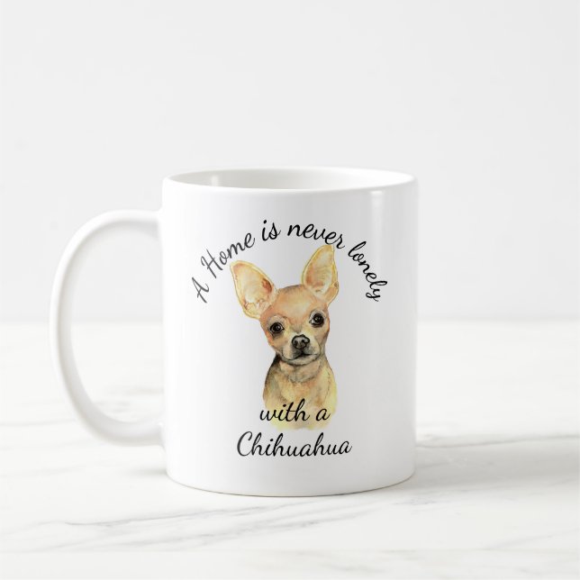 Watercolor Chihuahua Dog Pet Animal Coffee Mug (Left)
