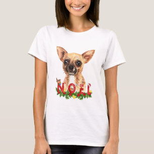 Watercolor Chihuahua Noel Christmas T-Shirt