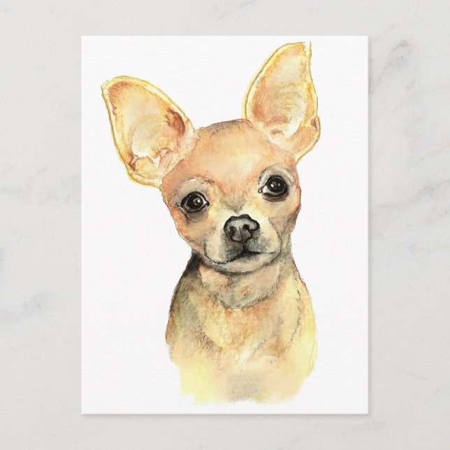 Watercolor Chihuahua, Pet Dog Animal Postcard (Front)