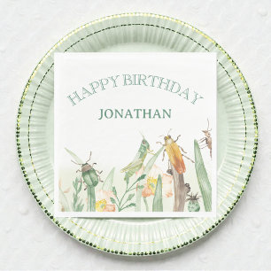 Watercolor Child's Bug Insect Birthday Napkin