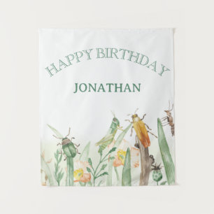 Watercolor Child's Bug Insect Birthday Tapestry