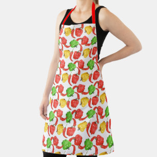 Watercolor Chilli Peppers Pattern  Apron