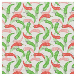 Watercolor Chilli Peppers Pattern Fabric