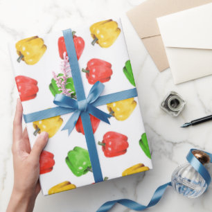Watercolor Chilli Peppers Pattern Wrapping Paper