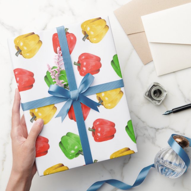 Watercolor Chilli Peppers Pattern  Wrapping Paper (Gifting)