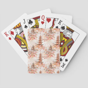 Watercolor Chinese Pagoda with Cherry Blossoms (1) Playing Cards