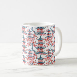 Watercolor Chinese Pagoda with Cherry Blossoms (6) Coffee Mug