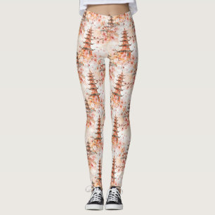 Watercolor Chinese Pagoda with Cherry Blossoms Leggings
