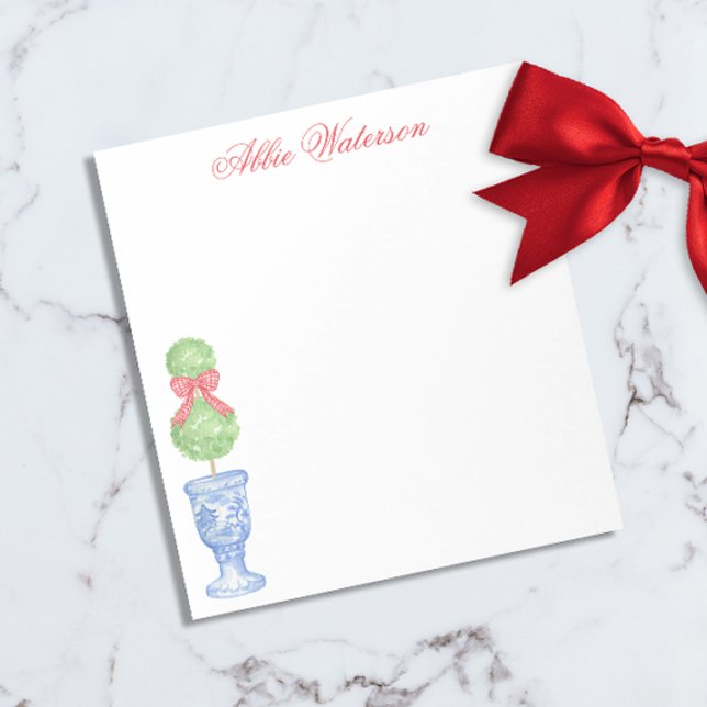 Watercolor Chinoiserie Christmas Bow Topiary Notepad (Creator Uploaded)