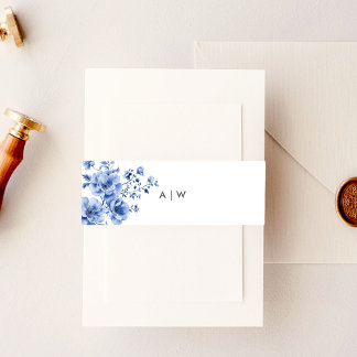 Watercolor Chinoiserie floral Invitation Belly Band