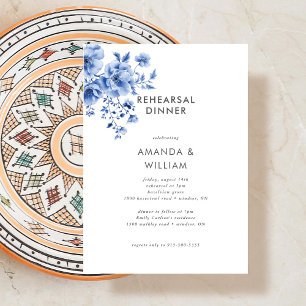 Watercolor Chinoiserie Floral Rehearsal Dinner Invitation