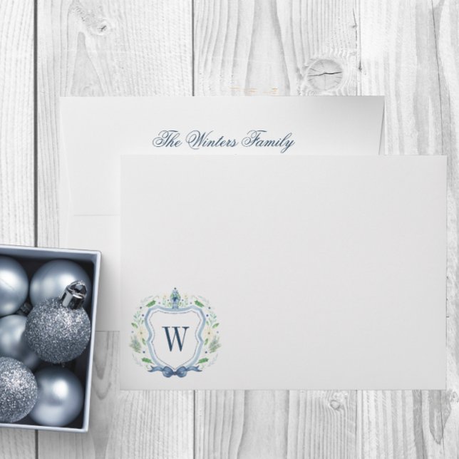 Watercolor Chinoiserie Ginger Jar Monogram Crest Envelope (Creator Uploaded)