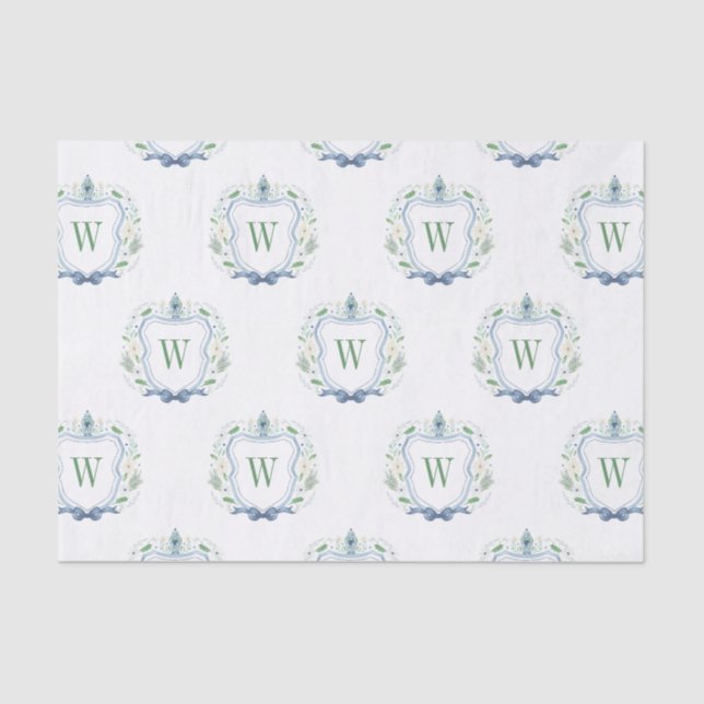 Watercolor Chinoiserie Ginger Jars Crest Tissue Paper (Front)