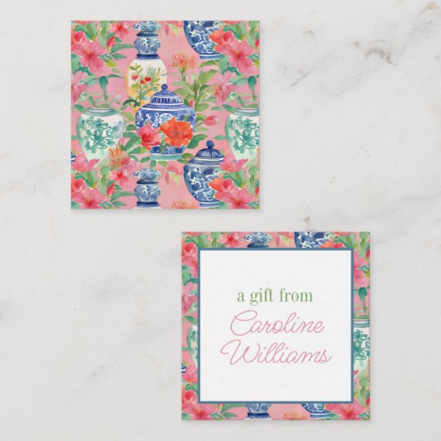Watercolor Chinoiserie Ginger Jars & Flowers Gift Card (Front/Back)