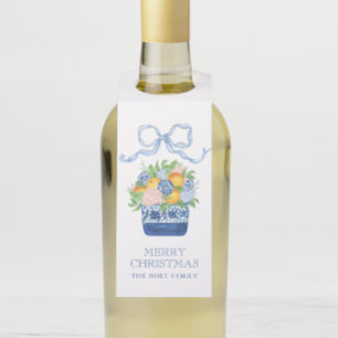 Watercolor Chinoiserie Mandarins Christmas Bottle Tag