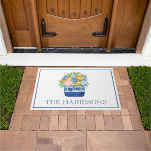Watercolor Chinoiserie Mandarins Christmas Doormat