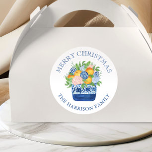 Watercolor Chinoiserie Mandarins Christmas Gift Classic Round Sticker