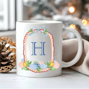 Watercolor Chinoiserie Mandarins Monogram Crest Coffee Mug