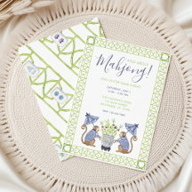 Watercolor Chinoiserie Monkey Bamboo Mahjong Party
