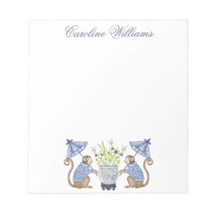 Watercolor Chinoiserie Monkeys Personalised Notepad