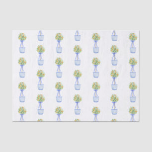 Watercolor Chinoiserie Orange Tree Topiary Tissue Paper