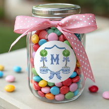 Watercolor Chinoiserie Topiary Monogram Crest