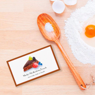 Watercolor Chocolate Cake Bakery Business Card