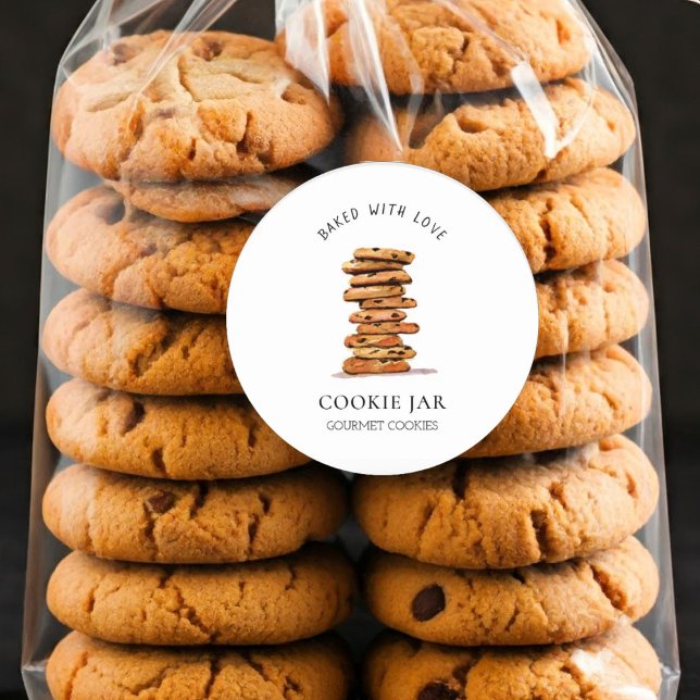 Watercolor Chocolate chip cookie Bakery  Classic Round Sticker (Creator Uploaded)