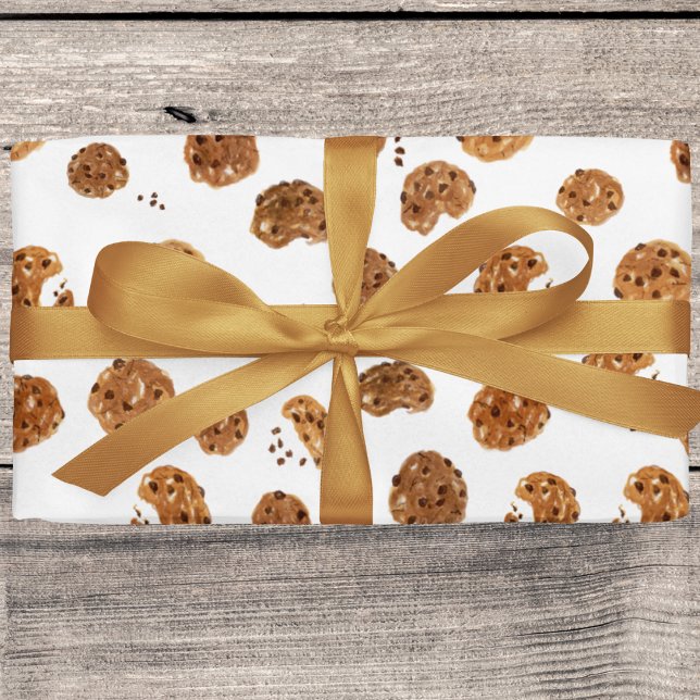 Watercolor Chocolate Chip Cookies Pattern Wrapping Paper (Creator Uploaded)