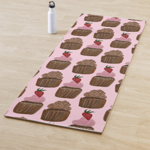 Watercolor Chocolate Cupcakes Pattern Yoga Mat