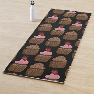 Watercolor Chocolate Cupcakes Pattern Yoga Mat