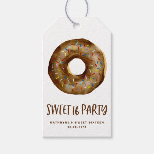 Watercolor Chocolate Doughnut Sweet Sixteen Thank Gift Tags