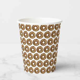 Watercolor Chocolate Doughnuts Pattern Birthday Paper Cups