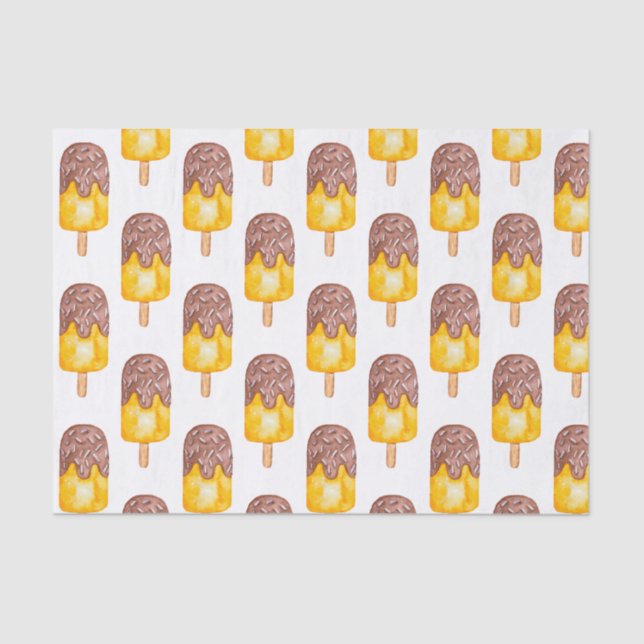 Watercolor Chocolate Fudge Popsicle Tissue Paper (Front)