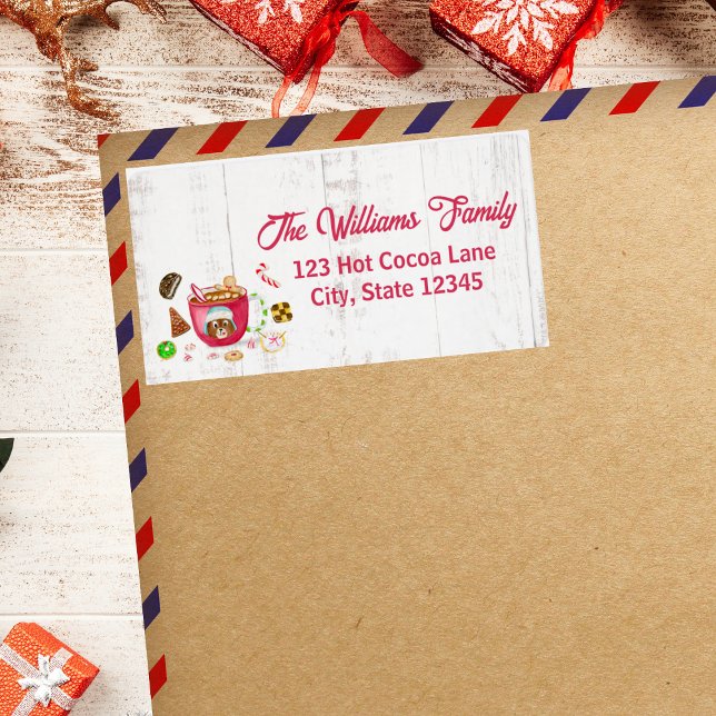 Watercolor Chocolate Gingerbread Cookies Holiday Label (Cozy cocoa and Christmas treats, spreading sweet holiday joy in the mail!)