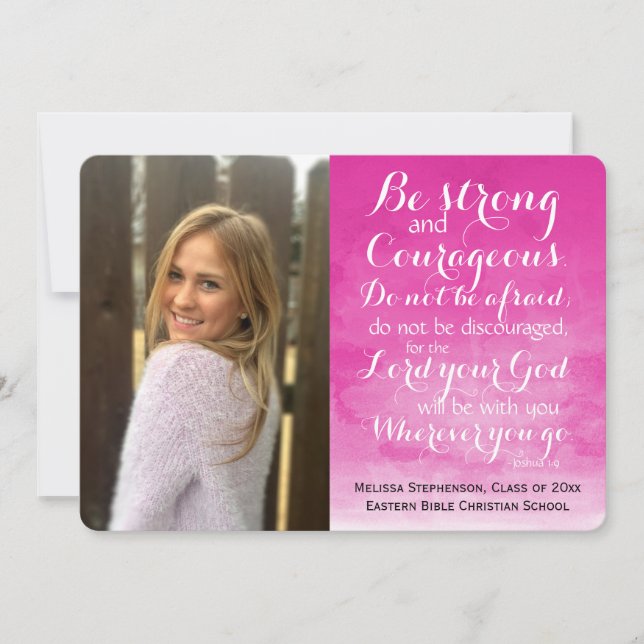 Watercolor Christian Bible Custom Photo Graduation Announcement (Front)