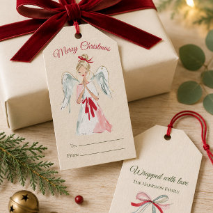 Watercolor Christmas Angel Gift Tags