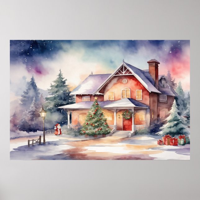 Watercolor Christmas Art Poster (Front)