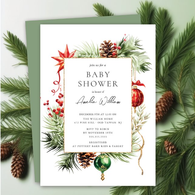 Watercolor Christmas Baby Shower Invitation (Creator Uploaded)