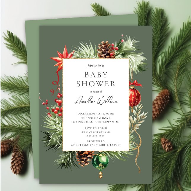 Watercolor Christmas Baby Shower Invitation (Creator Uploaded)