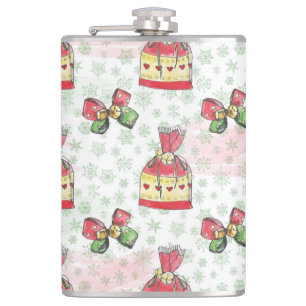 Watercolor christmas bag of sweets hip flask