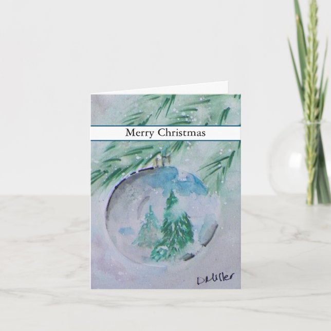 Watercolor Christmas Ball Card (Front)
