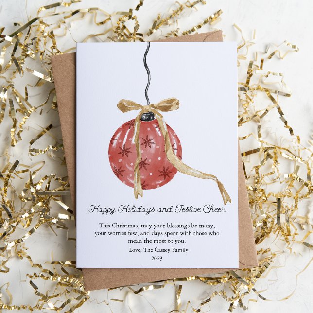 Watercolor Christmas Ball Holiday Card (Creator Uploaded)