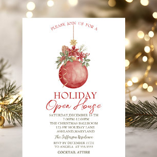 Watercolor Christmas Ball Holiday Open House   Invitation