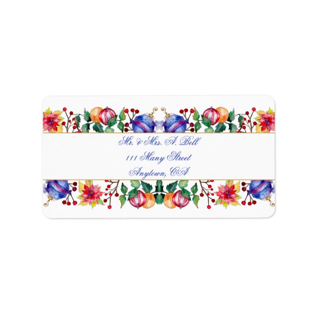 Watercolor Christmas Balls Label (Front)