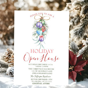 Watercolor Christmas Balls Open House   Invitation