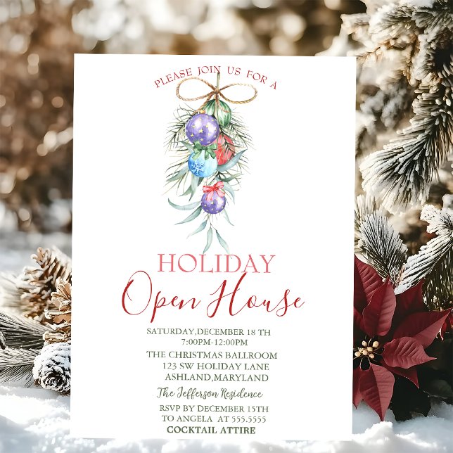 Watercolor Christmas Balls Open House   Invitation (Creator Uploaded)