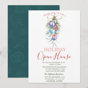 Watercolor Christmas Balls Open House   Invitation