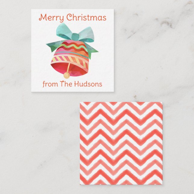 Watercolor Christmas Bell Gift Enclosure Cards (Front/Back)
